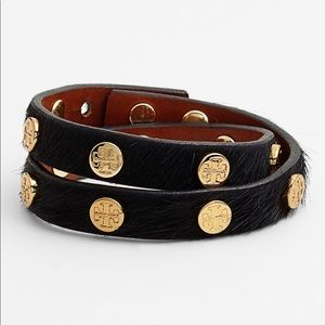 Tory Burch Logo Calf Hair Bracelet